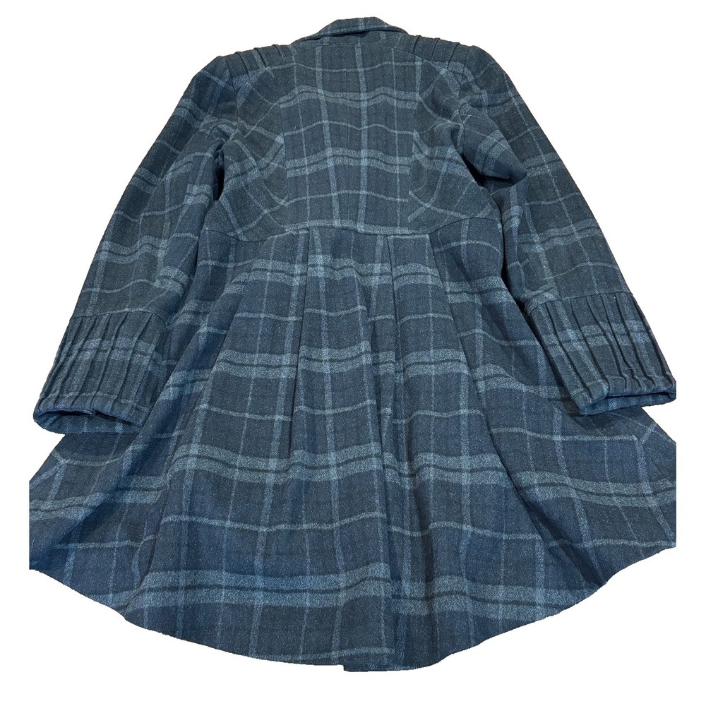 Miss Etam wool blend plaid gathered skirt back coat womens' military size small